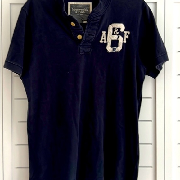 Men’s XXL Vintage Abercrombie & Fitch Short Sleeve Navy Shirt - Picture 1 of 3